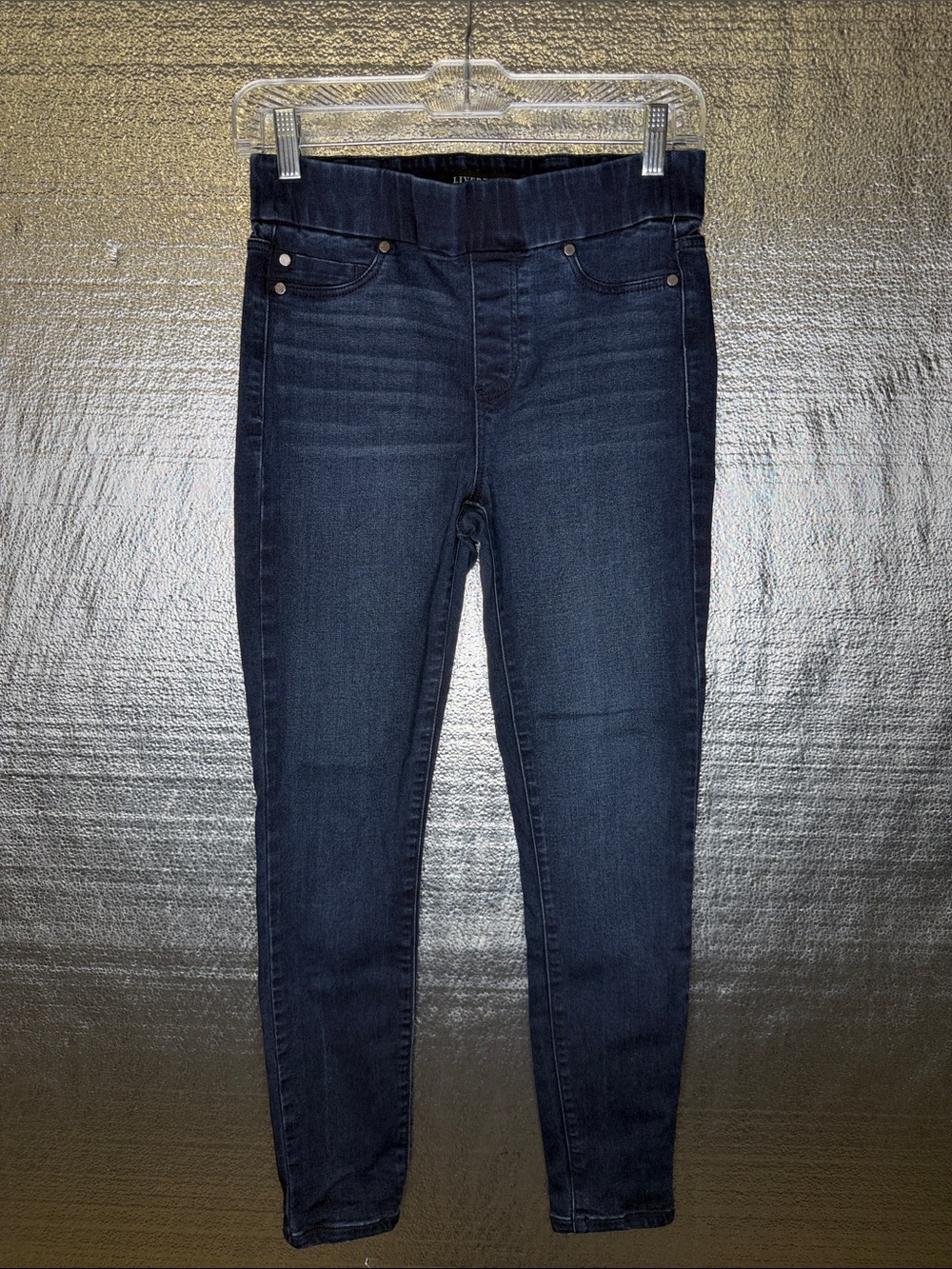 Liverpool Stone Wash Dark Blue Skinny Jeggings
